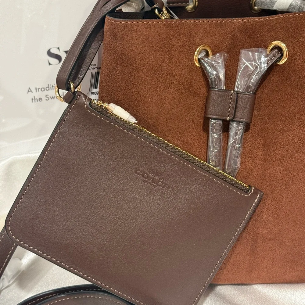 Coach Rowan Bucket Bag  suede/Im/Vintage Brown CCC78 - Picture 3 of 11